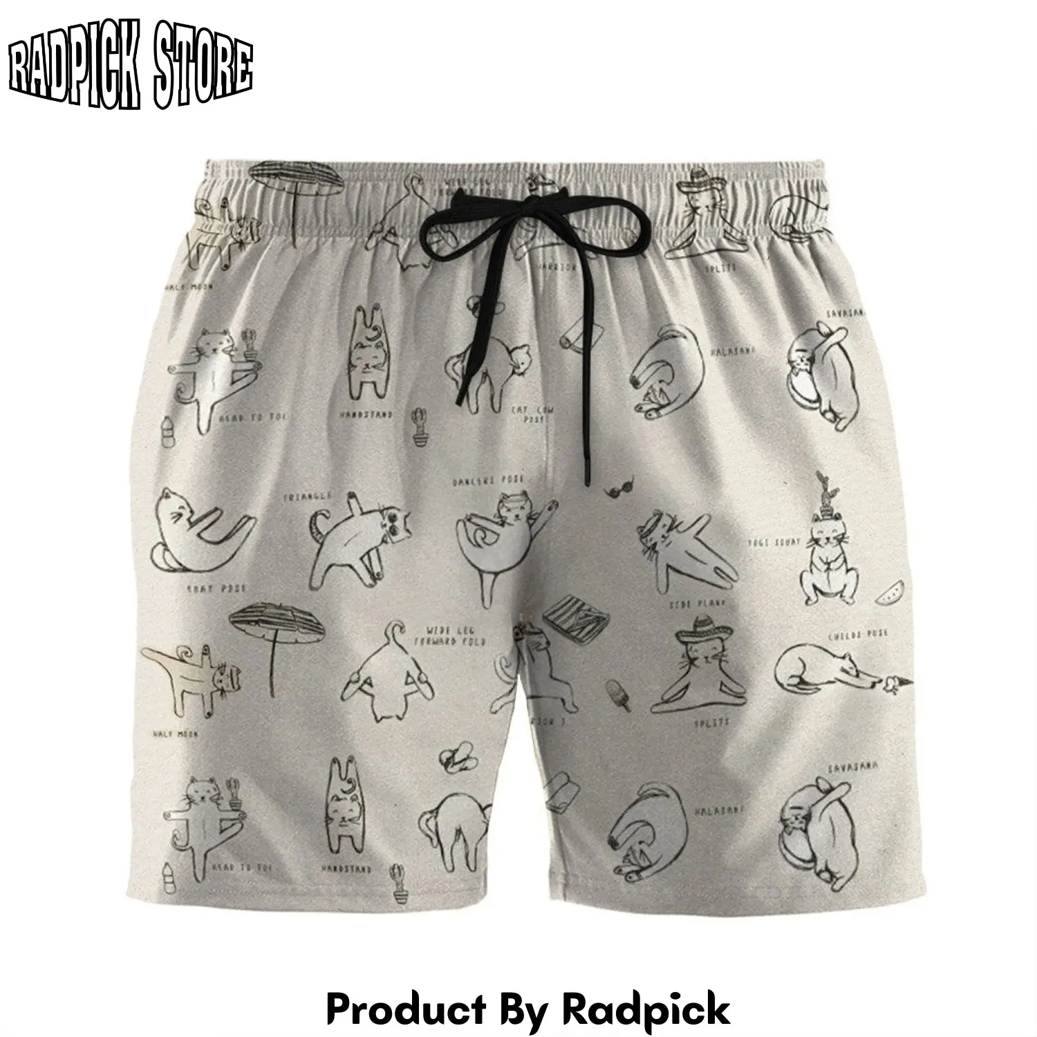 Radpick 3d hot yoga for cats funny custom beach shorts swim trunks rp631442